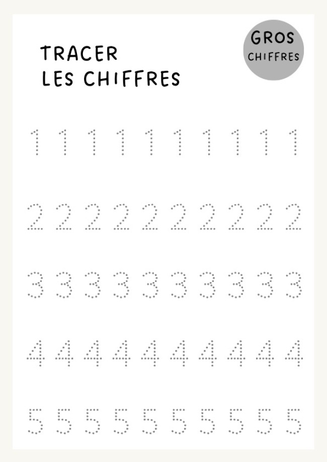 Tracer les chiffres - 1 et 2H